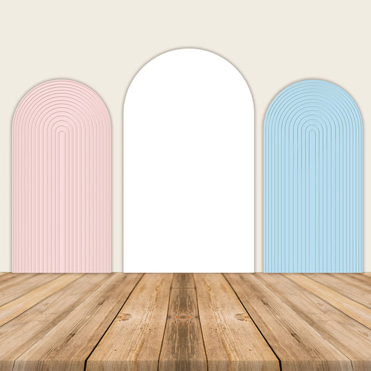 Ripple Arched Walls Backdrop Pink White Blue-ubackdrop