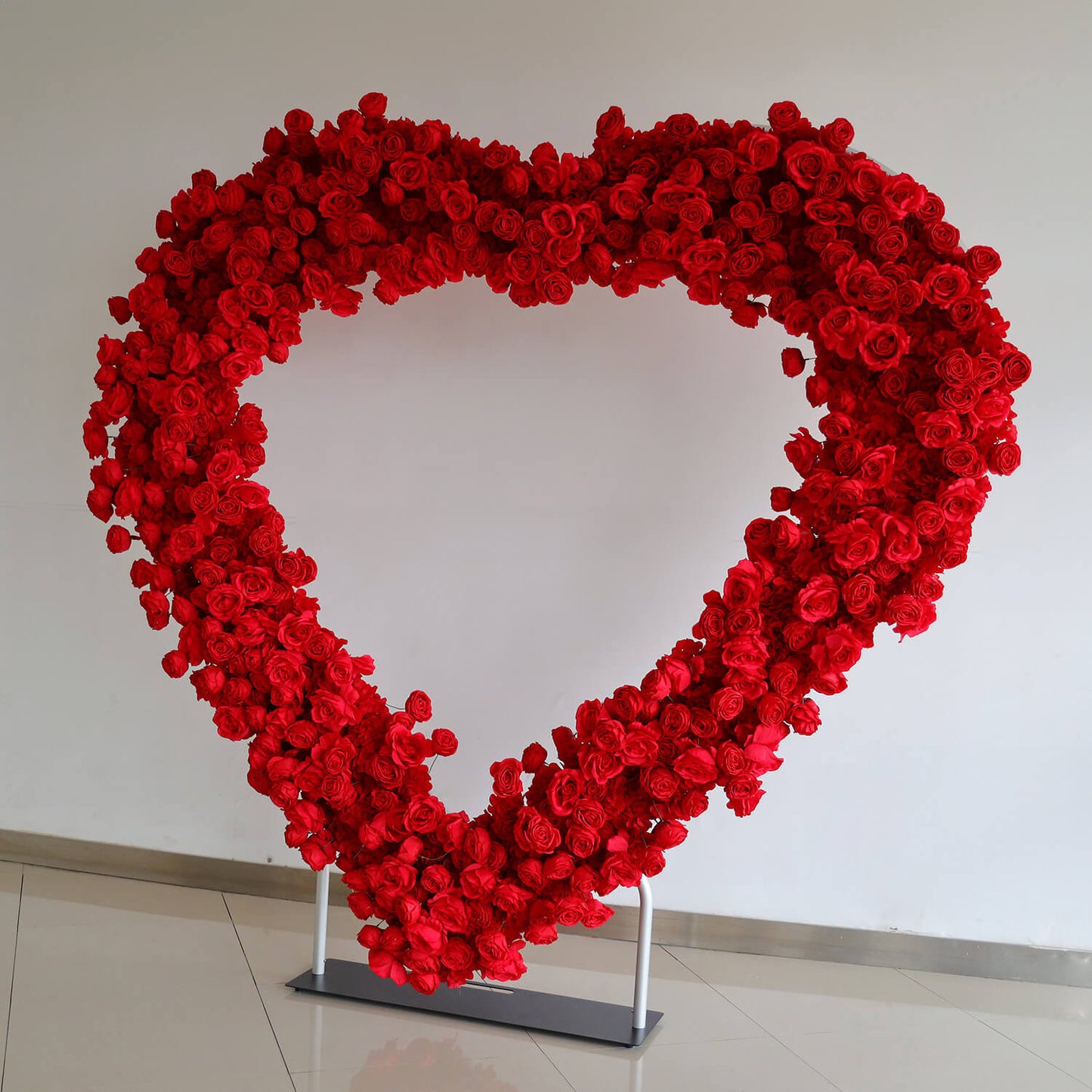 8ft Romantic Atmosphere Heart Shaped Red Rose Flower Wall Wedding Decoration Indoor-ubackdrop