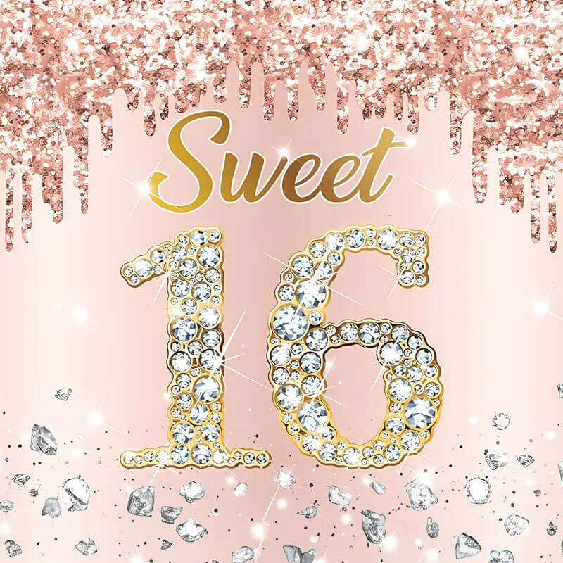 Rose Gold Pink 16th Birthday Party Backdrop-ubackdrop