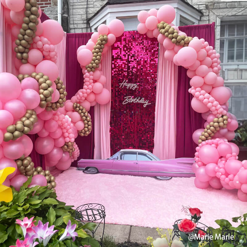 Rosered Shimmer Wall Panels – Easy Setup Wedding/Event/Theme Party Decorations-ubackdrop