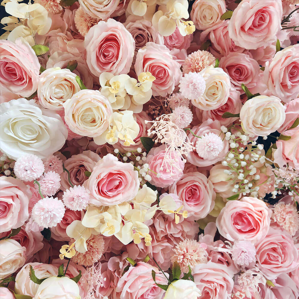 6.5ft Roses Moon Shaped Fabric Artificial Flower Wall Birthday Party Decor-ubackdrop