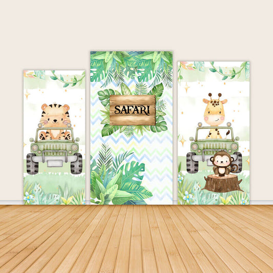 Safari Cartoon Animals Theme Birthday Party Backdrop-ubackdrop