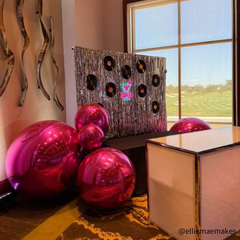 Hot Pink Inflatable Mirror Ball Reusable Big Bubble Balloon-ubackdrop
