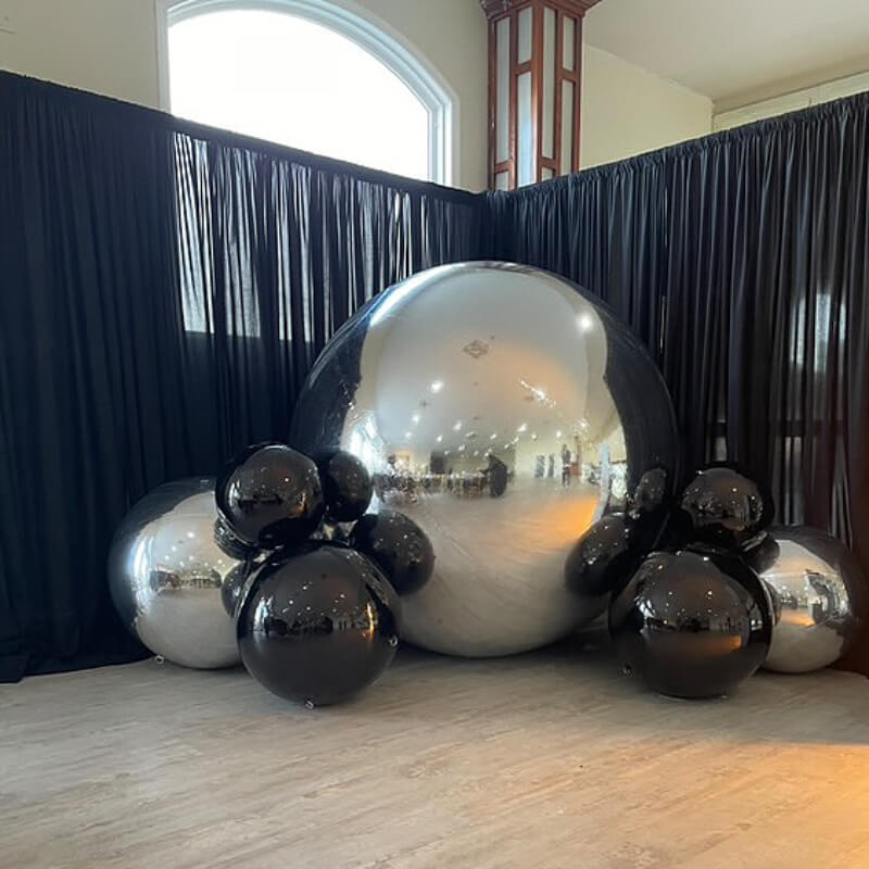 Silver Inflatable Mirror Ball Reusable Big Bubble Balloon-ubackdrop