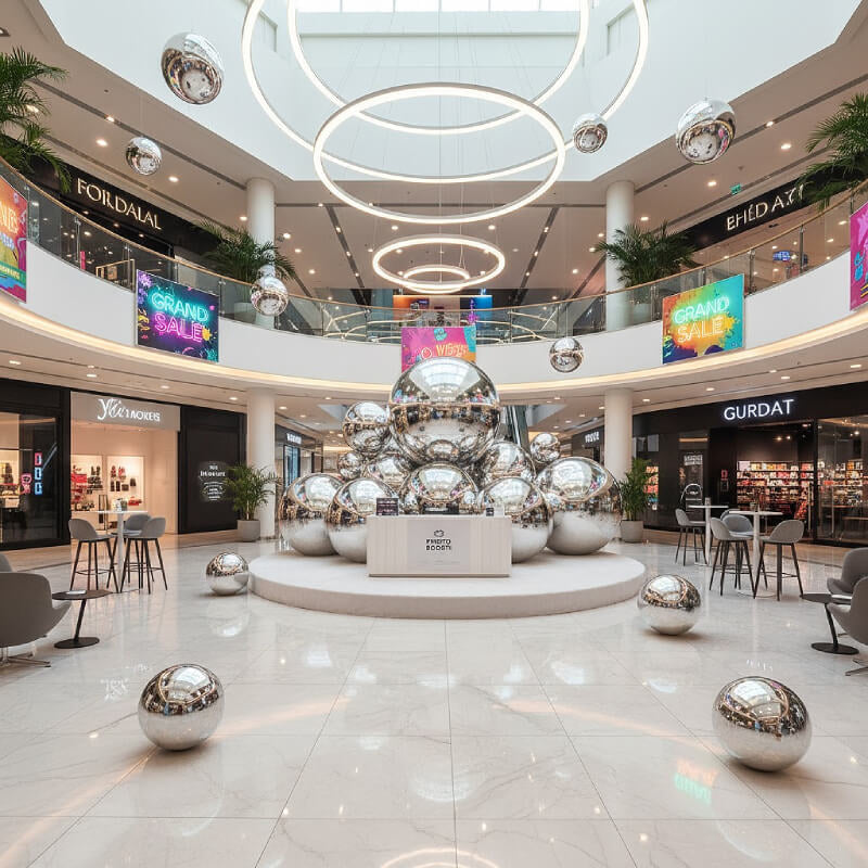Silver Inflatable Mirror Ball Reusable Big Bubble Balloon