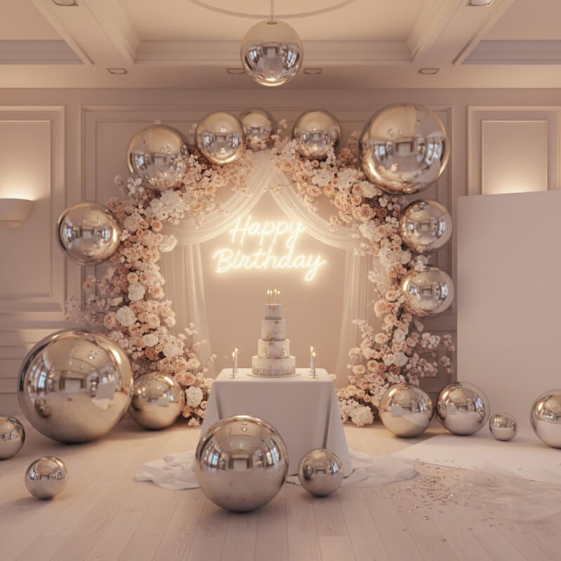 Silver Inflatable Mirror Ball Reusable Big Bubble Balloon