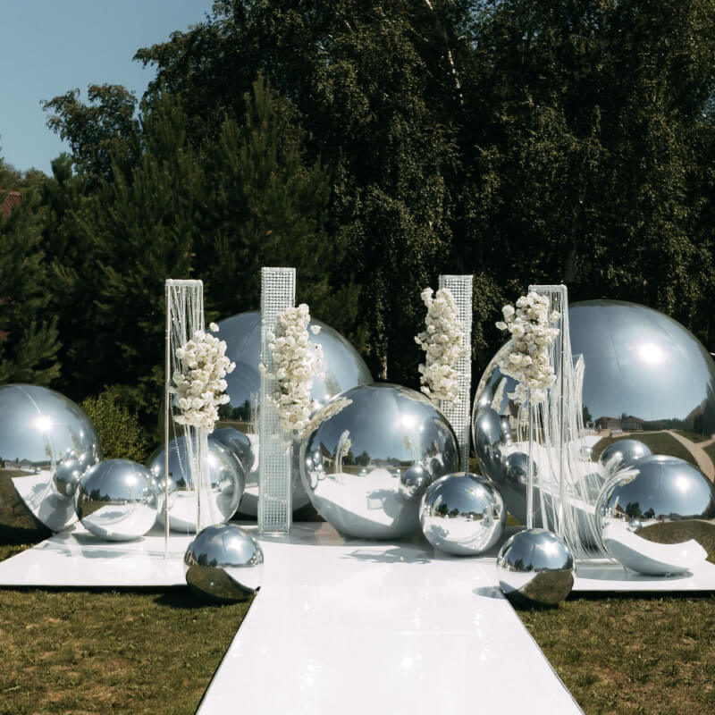 Silver Inflatable Mirror Ball Reusable Big Bubble Balloon-ubackdrop