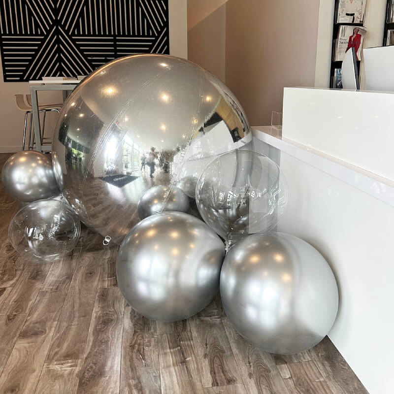 Silver Inflatable Mirror Ball Reusable Big Bubble Balloon-ubackdrop