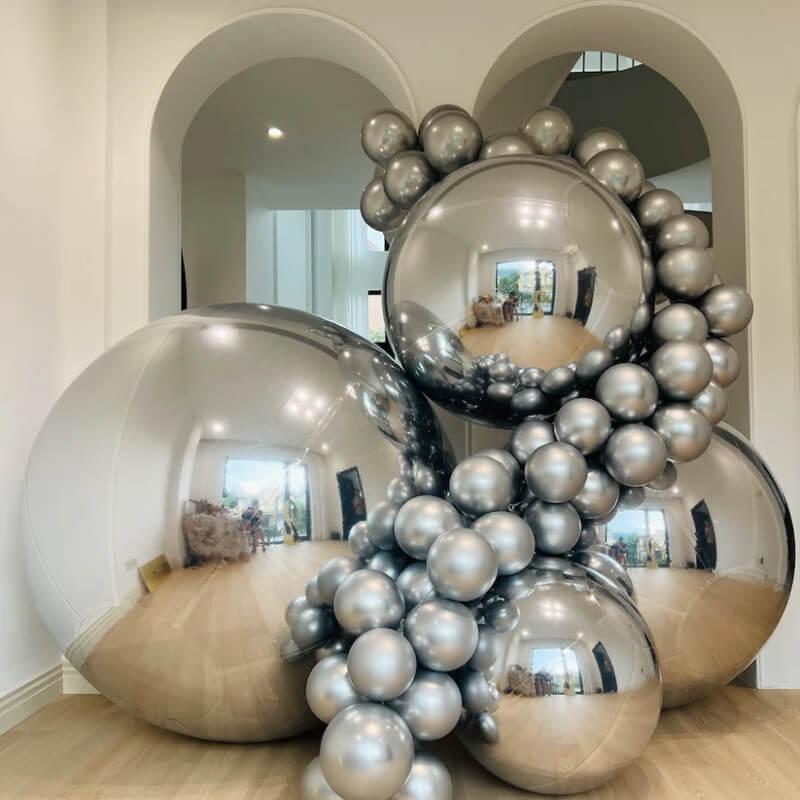 Silver Inflatable Mirror Ball Reusable Big Bubble Balloon-ubackdrop