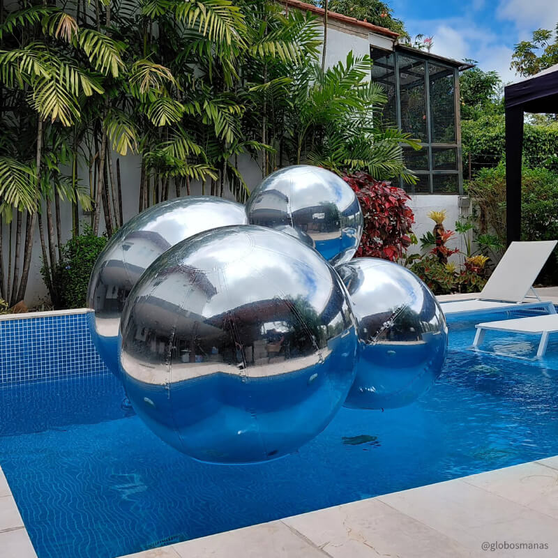 Silver Inflatable Mirror Ball Reusable Big Bubble Balloon-ubackdrop