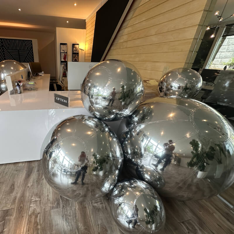 Silver Inflatable Mirror Ball Reusable Big Bubble Balloon-ubackdrop