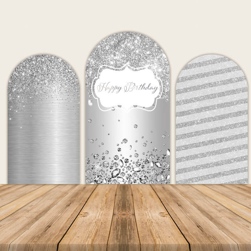 Silver Luxury Arch Wall Backdrop for Birthday Party-ubackdrop