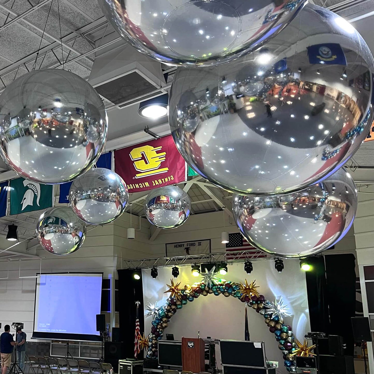 Silver Inflatable Mirror Ball Reusable Big Bubble Balloon-ubackdrop