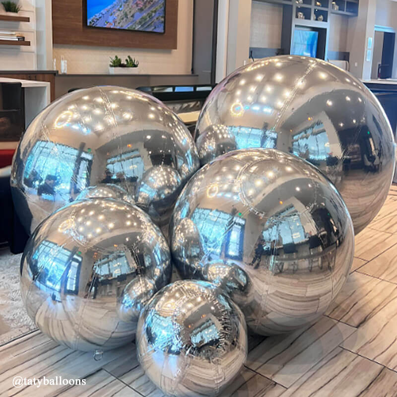 Silver Inflatable Mirror Ball Reusable Big Bubble Balloon-ubackdrop