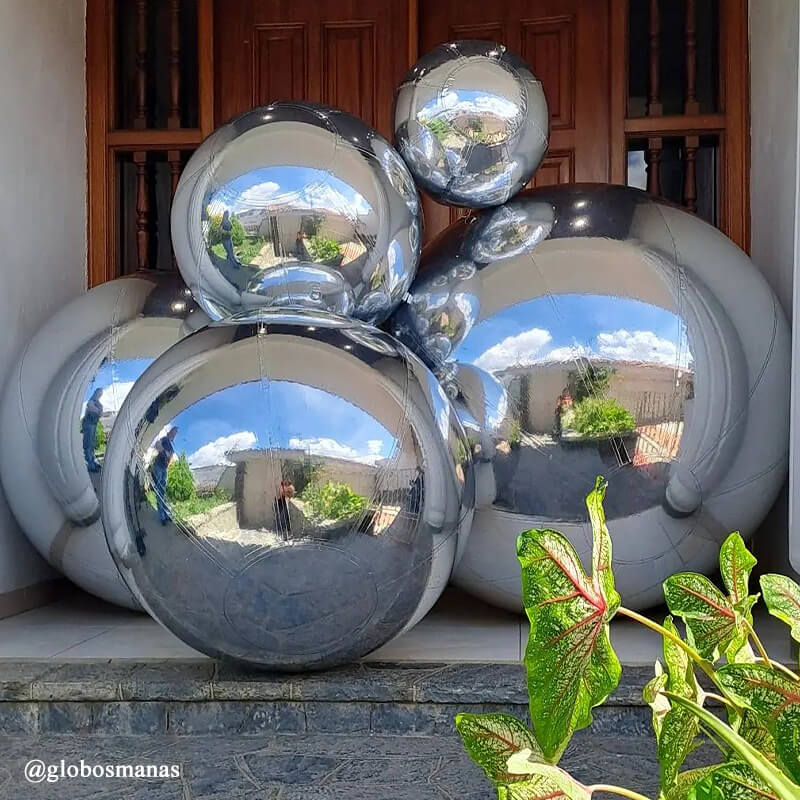 Silver Inflatable Mirror Ball Reusable Big Bubble Balloon-ubackdrop
