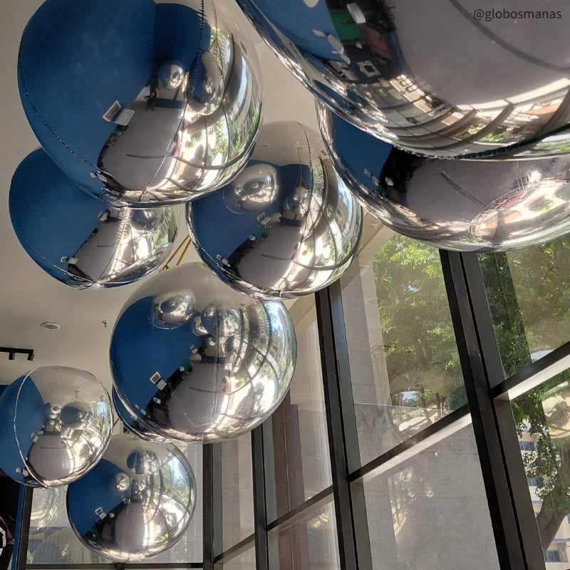 Silver Inflatable Mirror Ball Reusable Big Bubble Balloon-ubackdrop