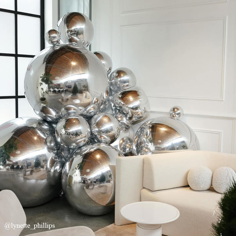 Silver Inflatable Mirror Ball Reusable Big Bubble Balloon-ubackdrop