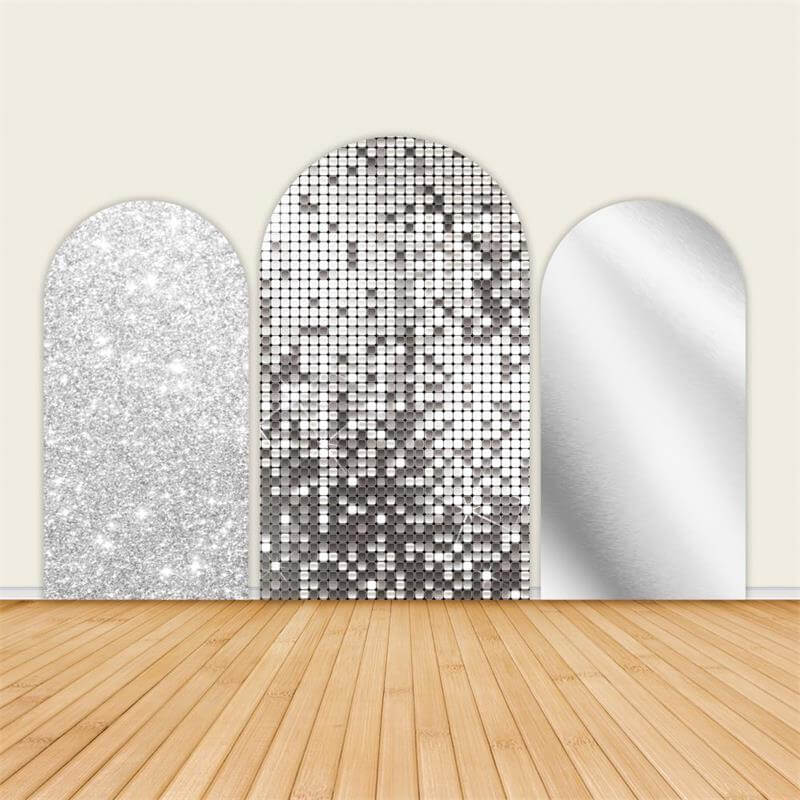 Silver Glitter Party Arch Backdrop Cover-ubackdrop