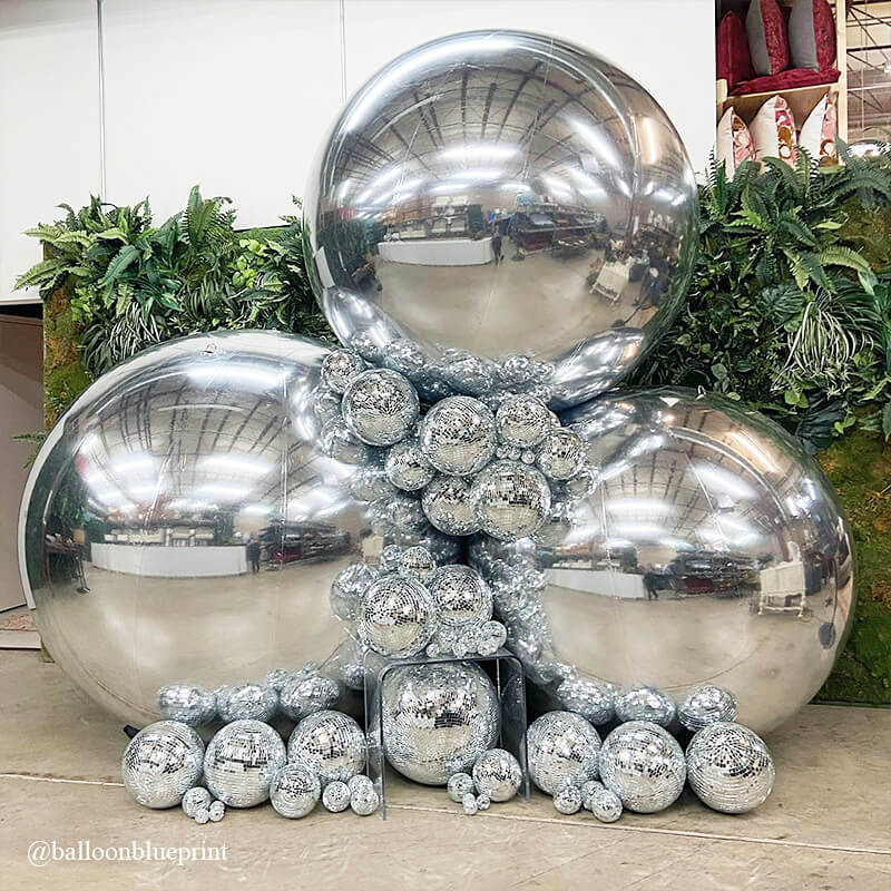 Silver Inflatable Mirror Ball Reusable Big Bubble Balloon-ubackdrop
