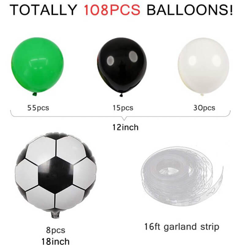 Soccer Themed Party Black Green White Balloon Kit Boys Birthday Party Decor-ubackdrop