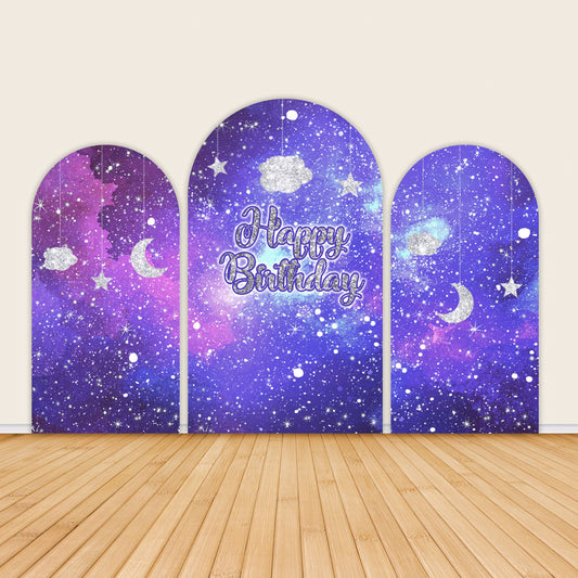 Space Galaxy Happy Birthday Party Arch Backdrop Covers-ubackdrop