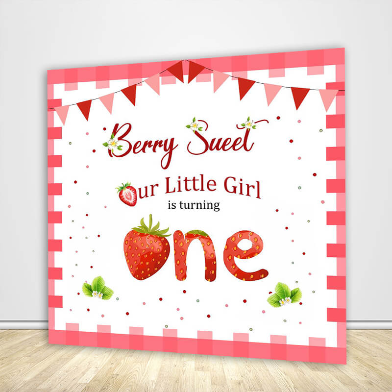Strawberry Themed 1st Birthday Party Decoration Backdrops-ubackdrop