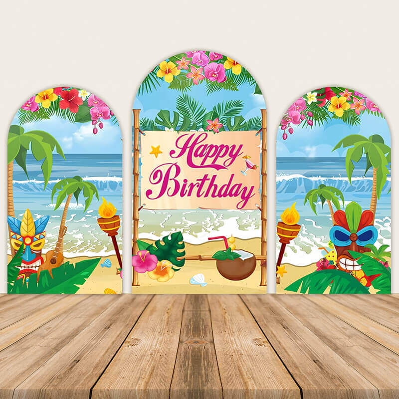 Summer Hawaiian Birthday Backdrop for Hawaiian Luau Party