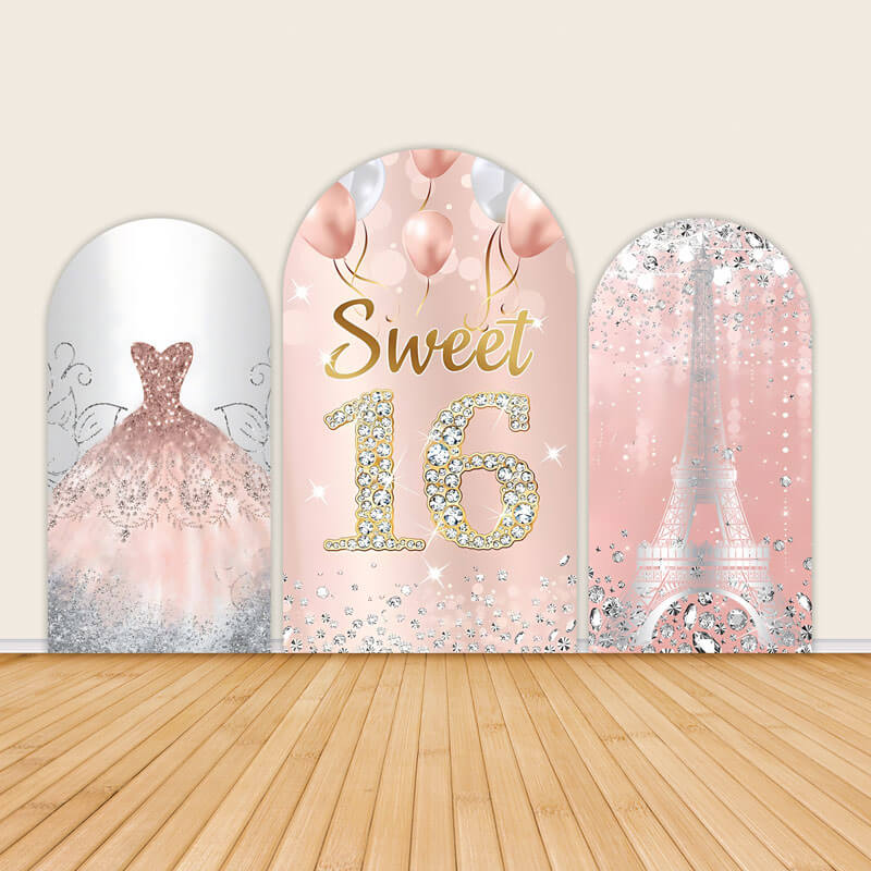 Sweet 16 Birthday Party Backdrop for Girl-ubackdrop