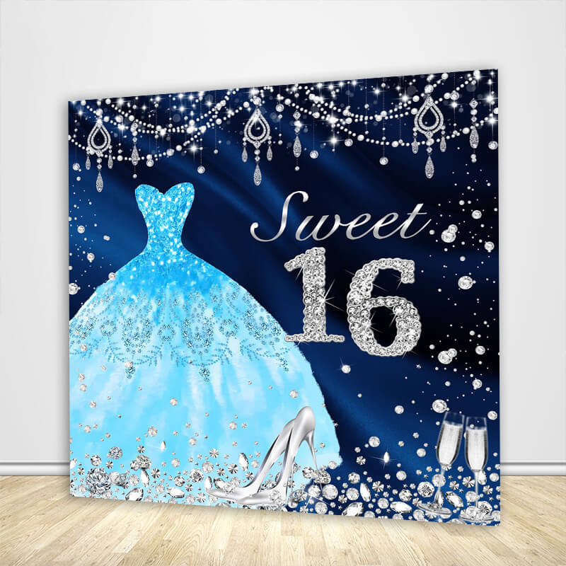 Sweet 16 Diamonds Birthday Backdrop-ubackdrop