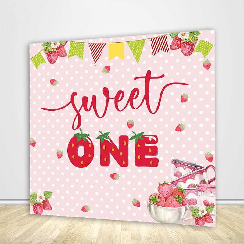 Sweet One Strawberry Party Backdrop Decoration-ubackdrop