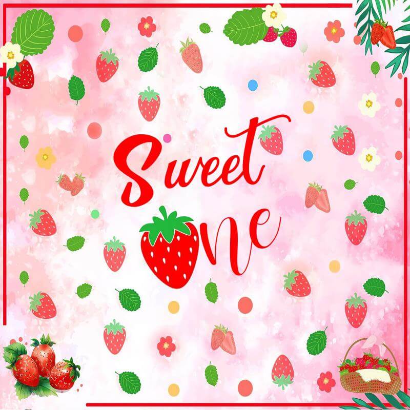 Sweet One Strawberry Themed Baby Shower Backdrop Decoration-ubackdrop