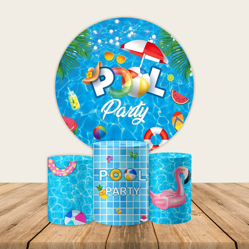 Summer Swimming Balls Pool Party Backdrop-ubackdrop