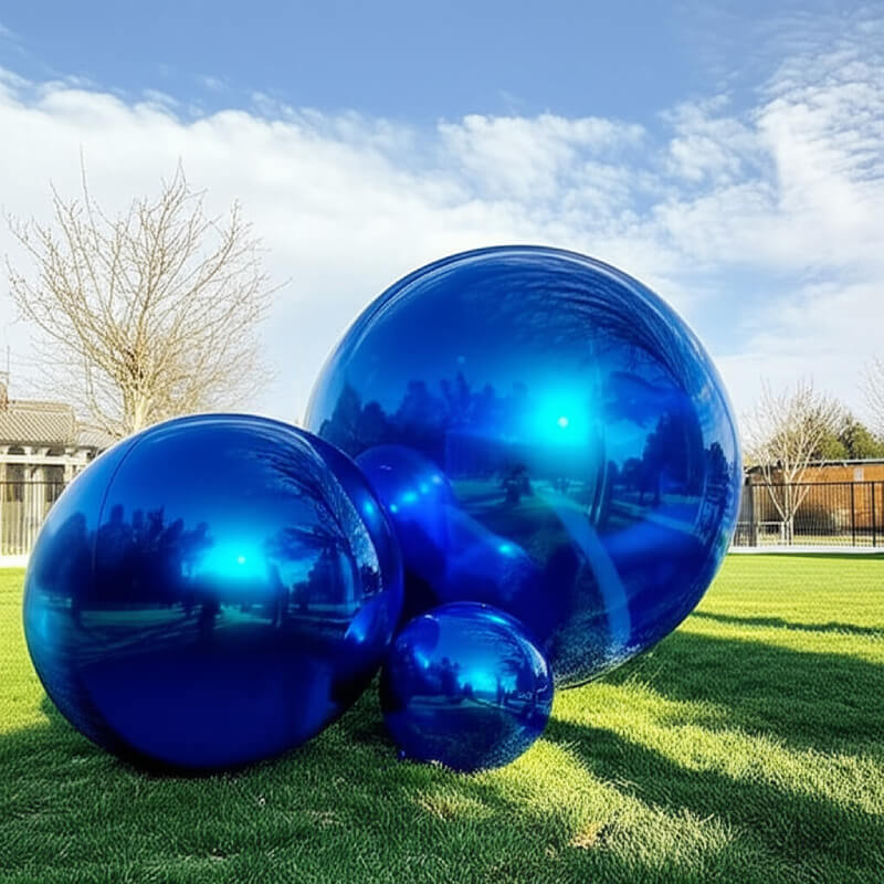Blue Inflatable Mirror Ball Reusable Big Bubble Balloon-ubackdrop