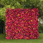 Vibrant Hot Pink and Orange Rose Flower Wall Backdrop for Weddings & Events