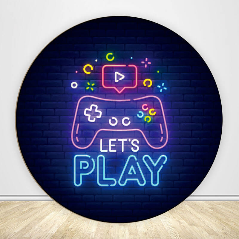 Video Game Theme Boys Birthday Party Round Backdrop Cover-ubackdrop