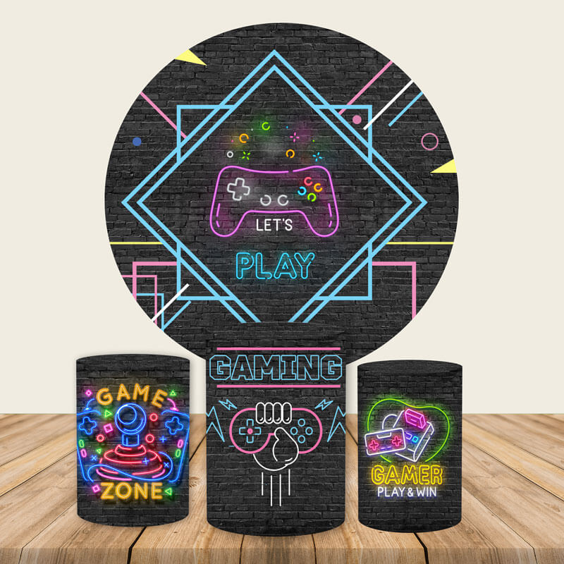 Video Game Theme Round Backdrop Cover-ubackdrop