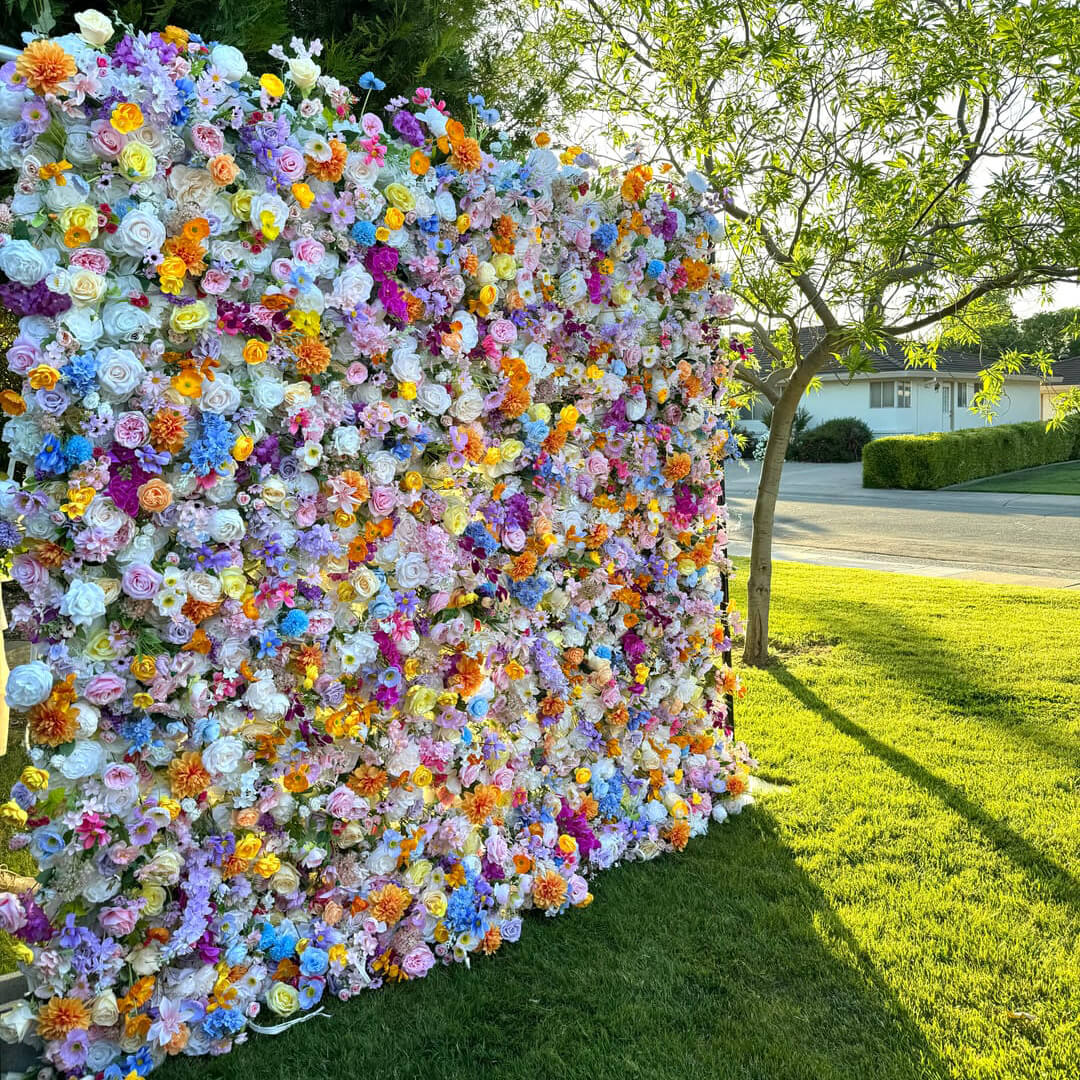 Colorful Artificial Wedding Flower Wall Backdrop For Event Wedding&Birthday Decoration-ubackdrop