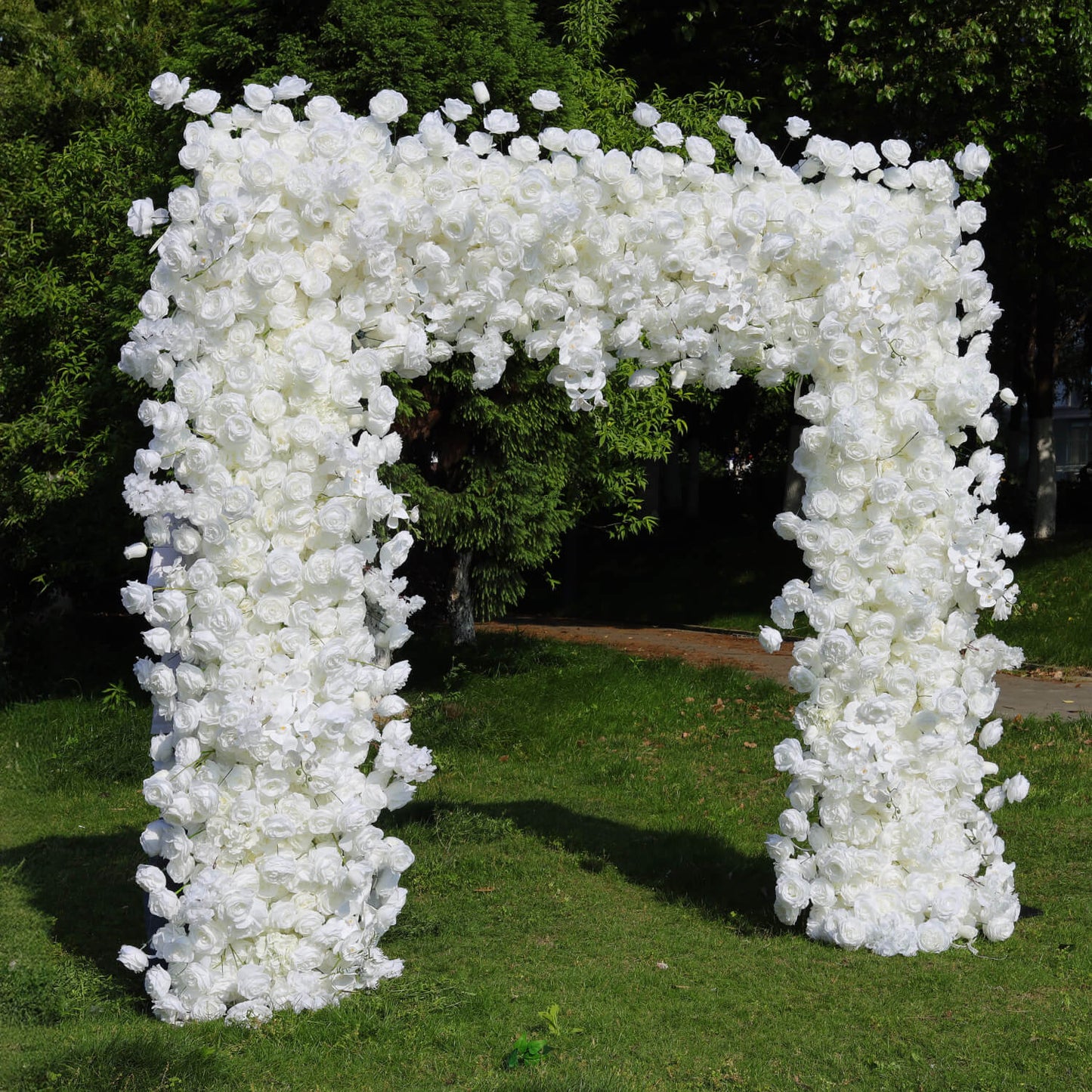 White Fabric Artificial Flower Wall Arch Wedding Birthday Party Decoration-ubackdrop