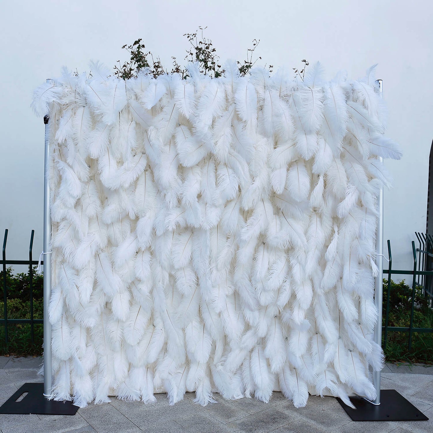 White Feather Flower Wall for Wedding Arrangement Bridal Shower Party Backdrop-ubackdrop