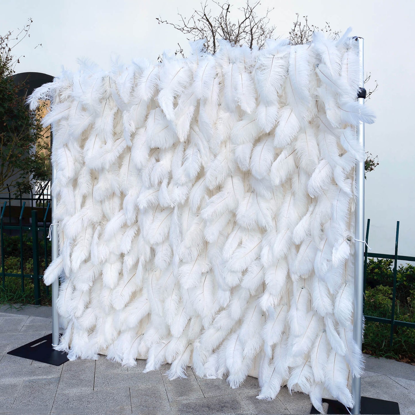 White Feather Flower Wall for Wedding Arrangement Bridal Shower Party Backdrop-ubackdrop