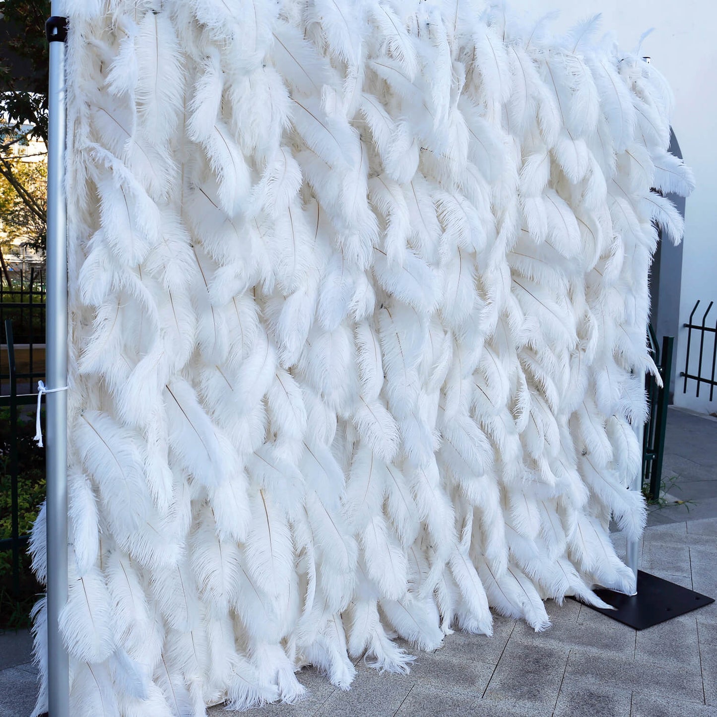 White Feather Flower Wall for Wedding Arrangement Bridal Shower Party Backdrop-ubackdrop