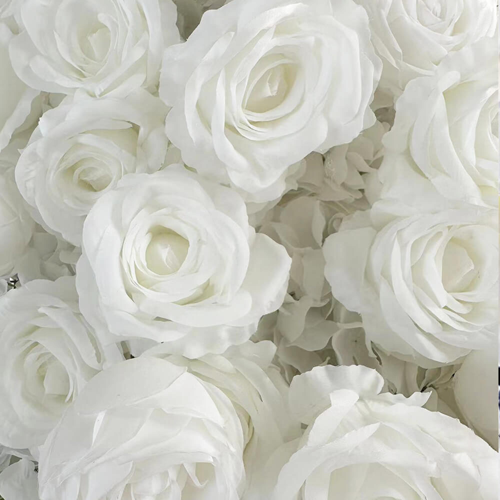 8ft White Rose Flower Wall Romantic Atmosphere Heart Shaped Wedding Decoration Indoor-ubackdrop