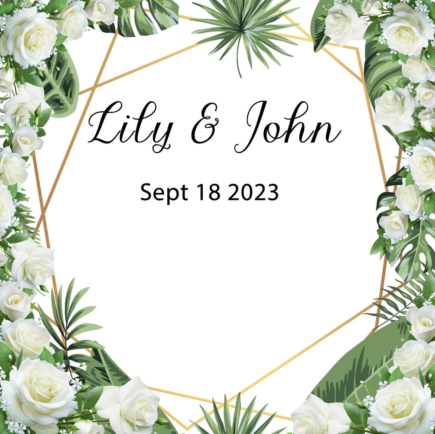 White Roses Tropical Backdrop for Wedding Party-ubackdrop