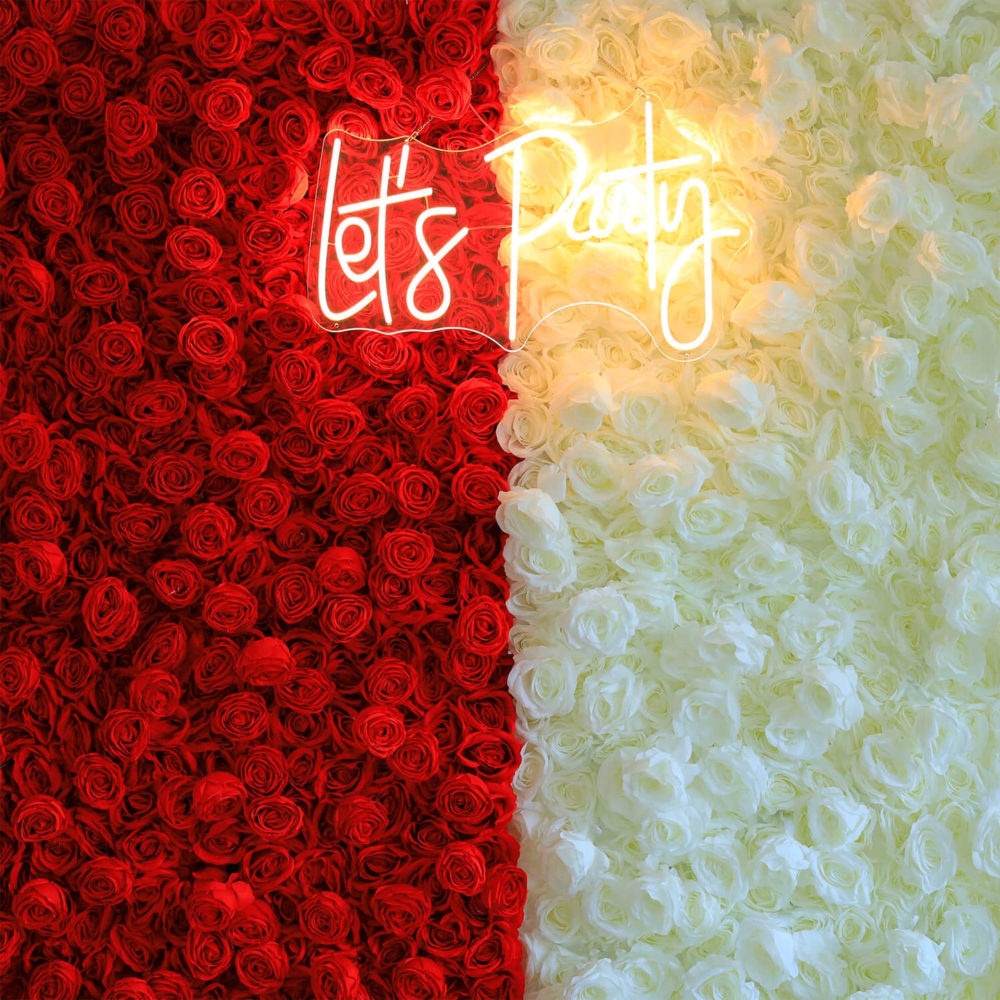 White and Red Roses Fabric Artificial Flower Wall For Wedding Event-ubackdrop