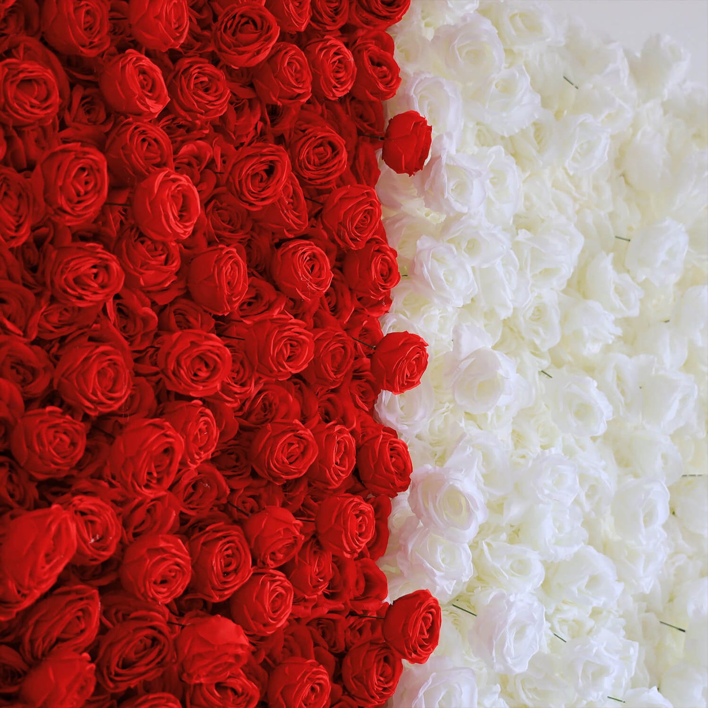 White and Red Roses Fabric Artificial Flower Wall For Wedding Event-ubackdrop