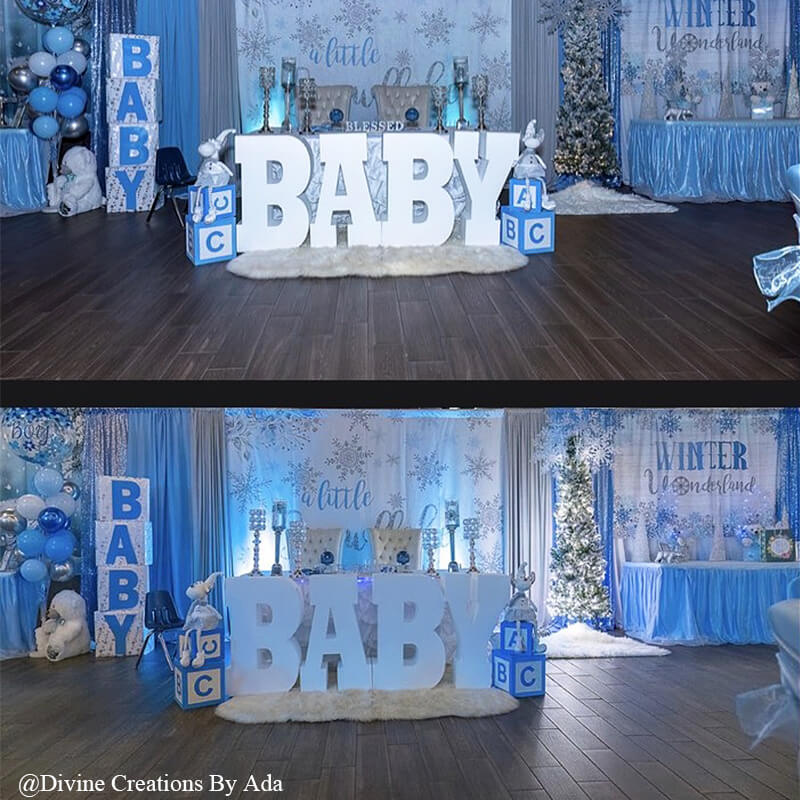 Winter A Little Snowflake Is On The Way Birthday Party Backdrop-ubackdrop