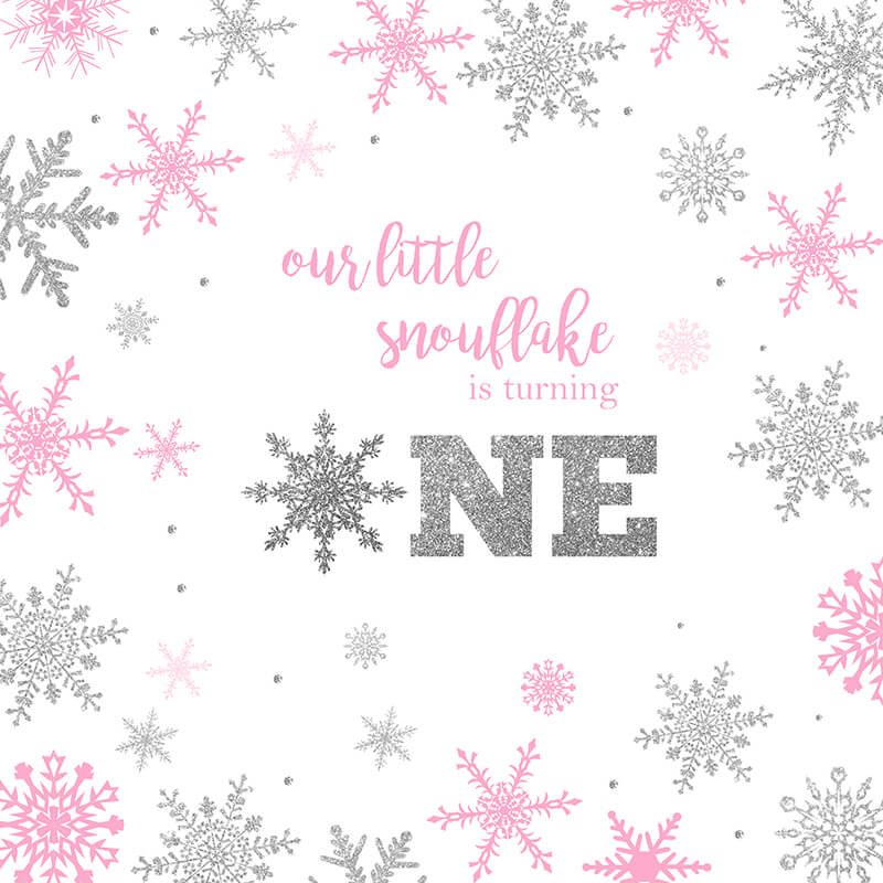 Winter Our Little Snowflake Is Turning One Birthday Party Backdrop-ubackdrop