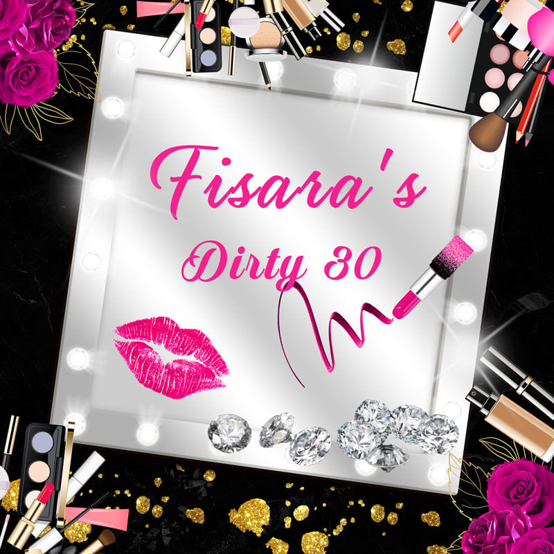 Womens Dirty Thirty Black Pink 30th Birthday Backdrop-ubackdrop