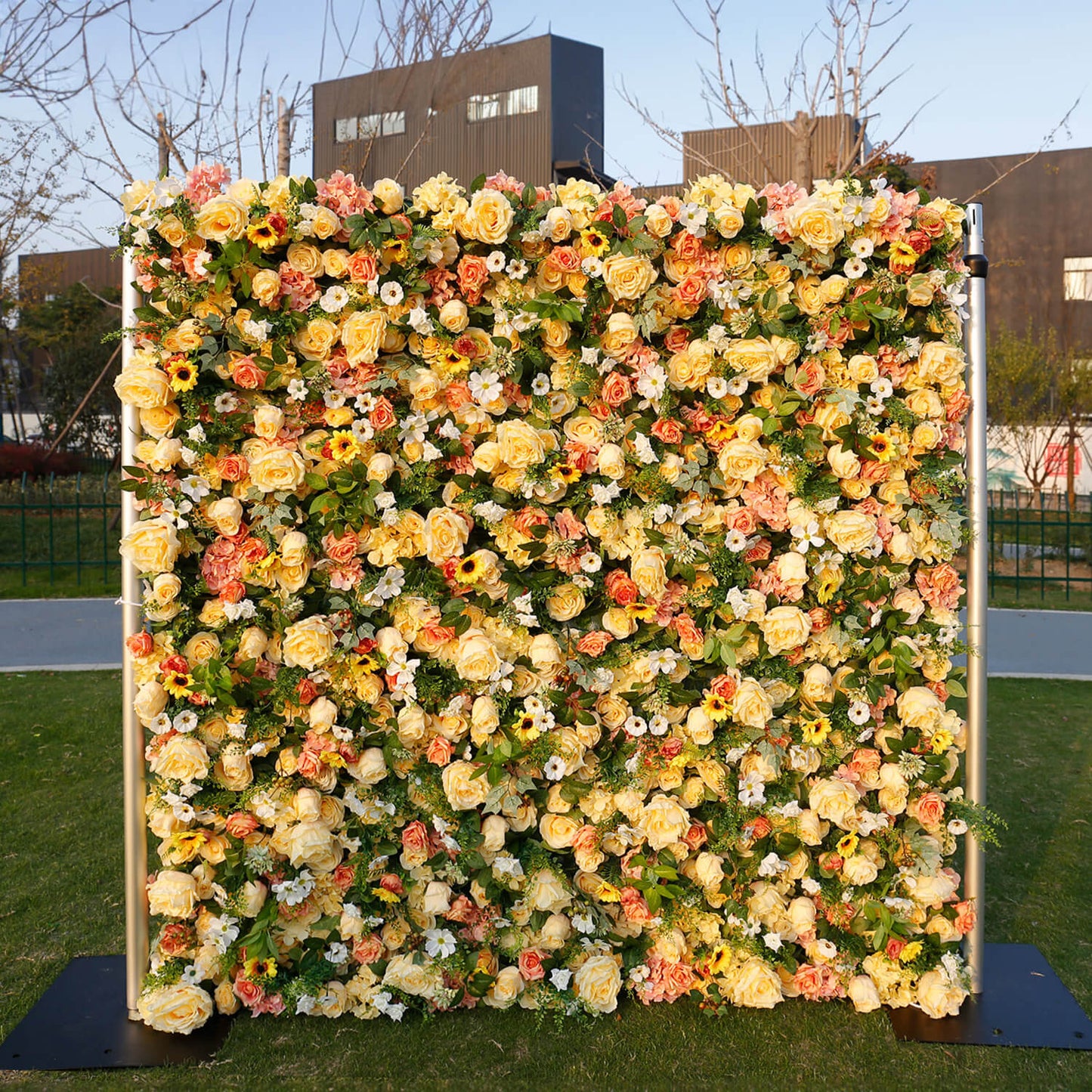 Yellow Roses Flower Wall Backdrop for Birthday&Wedding Party Decoration-ubackdrop