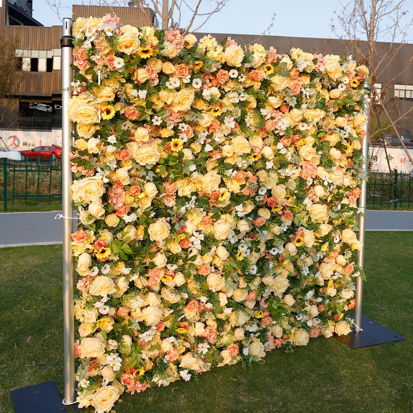 Yellow Roses Flower Wall Backdrop for Birthday&Wedding Party Decoration-ubackdrop